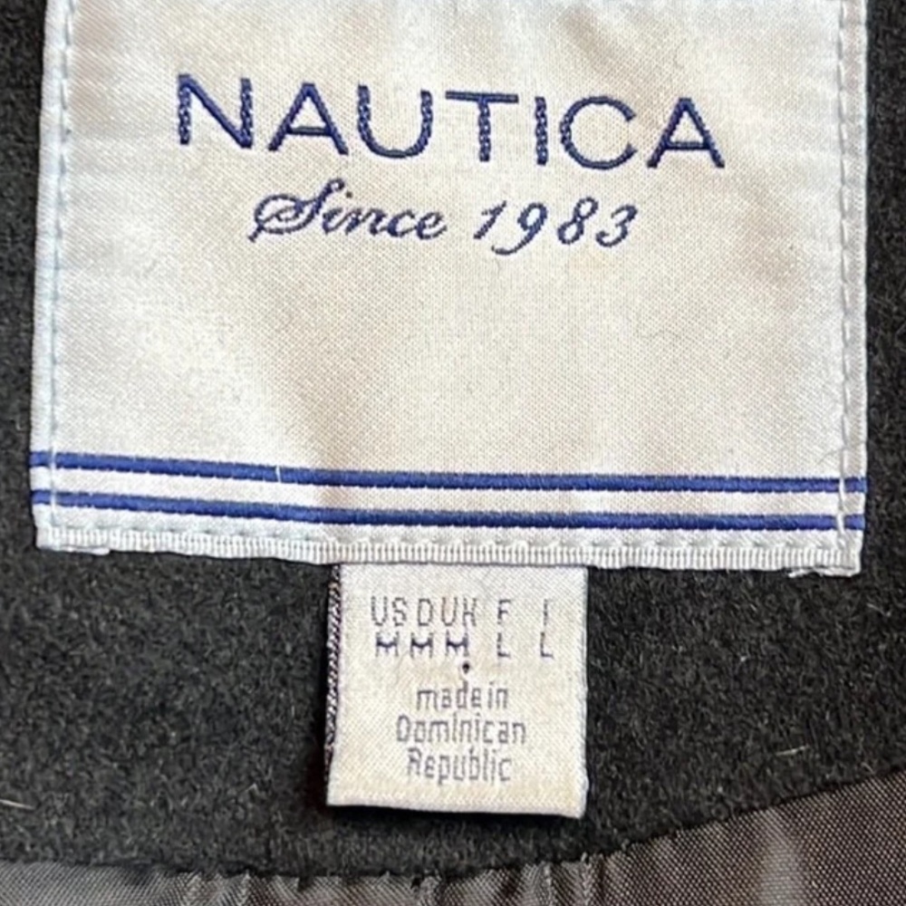 NAUTICA Black WITH GRAY FUR WOOL PARKA TOGGLE TUSK BUTTON PENNY LANE COAT M - Picture 8 of 10